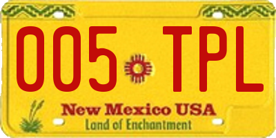 NM license plate 005TPL