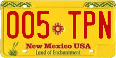 NM license plate 005TPN