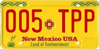NM license plate 005TPP
