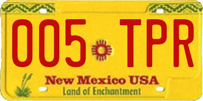 NM license plate 005TPR