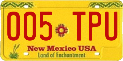 NM license plate 005TPU