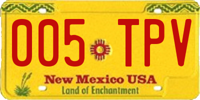 NM license plate 005TPV