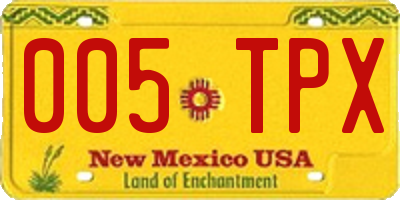 NM license plate 005TPX
