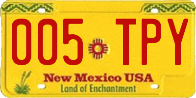 NM license plate 005TPY