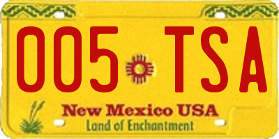 NM license plate 005TSA
