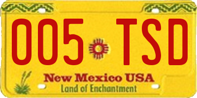NM license plate 005TSD