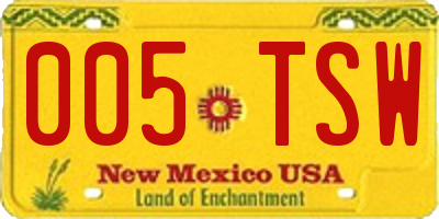 NM license plate 005TSW