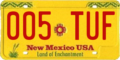 NM license plate 005TUF