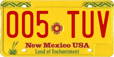 NM license plate 005TUV
