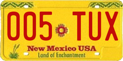 NM license plate 005TUX