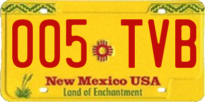 NM license plate 005TVB