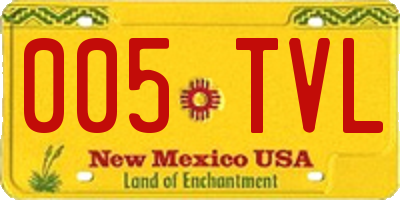 NM license plate 005TVL