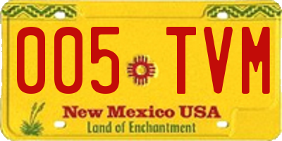 NM license plate 005TVM