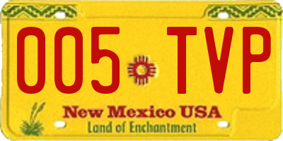 NM license plate 005TVP
