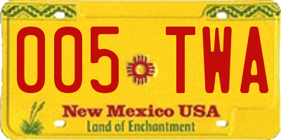 NM license plate 005TWA