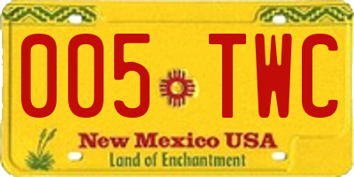 NM license plate 005TWC