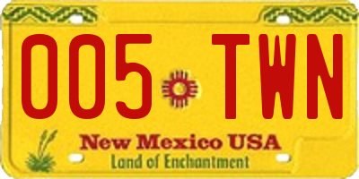 NM license plate 005TWN