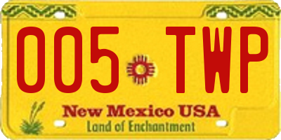 NM license plate 005TWP