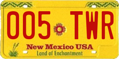 NM license plate 005TWR