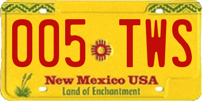 NM license plate 005TWS