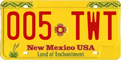 NM license plate 005TWT
