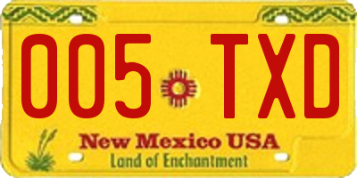 NM license plate 005TXD