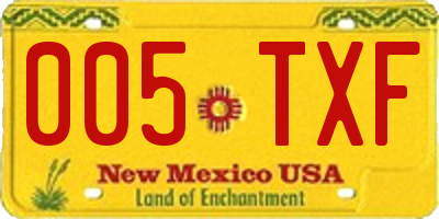 NM license plate 005TXF