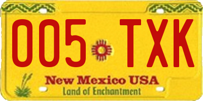 NM license plate 005TXK