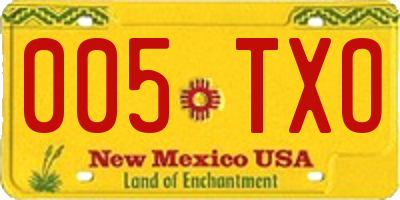 NM license plate 005TXO