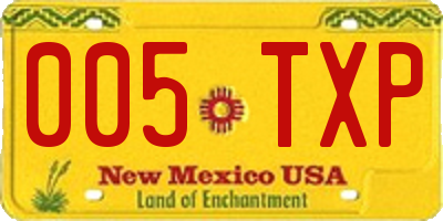 NM license plate 005TXP