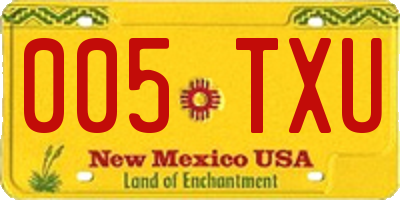 NM license plate 005TXU