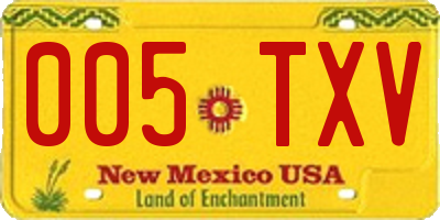 NM license plate 005TXV