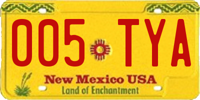 NM license plate 005TYA