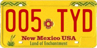 NM license plate 005TYD