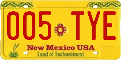 NM license plate 005TYE