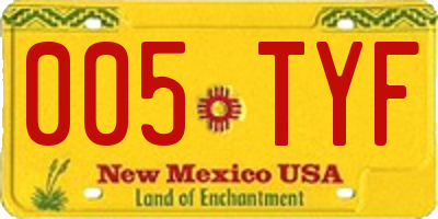 NM license plate 005TYF