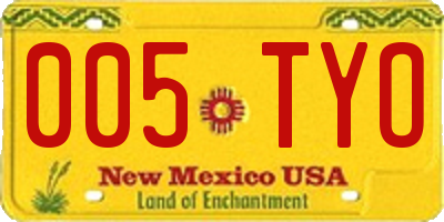 NM license plate 005TYO