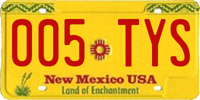 NM license plate 005TYS
