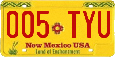 NM license plate 005TYU