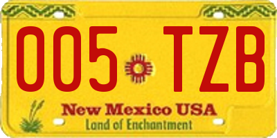 NM license plate 005TZB