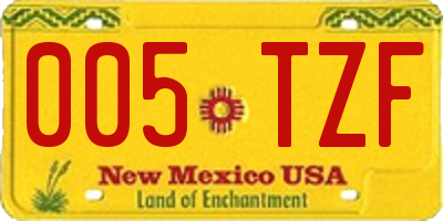 NM license plate 005TZF