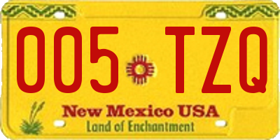NM license plate 005TZQ