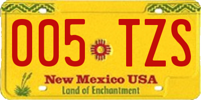 NM license plate 005TZS