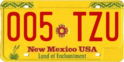 NM license plate 005TZU