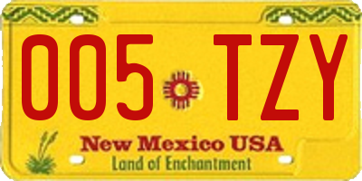 NM license plate 005TZY