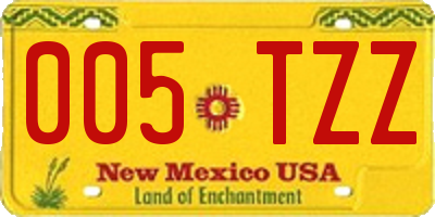 NM license plate 005TZZ