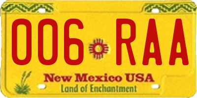 NM license plate 006RAA