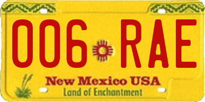 NM license plate 006RAE