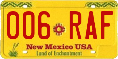 NM license plate 006RAF