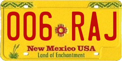 NM license plate 006RAJ